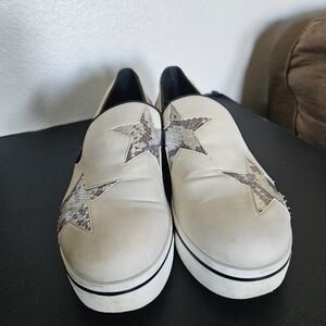 Stella McCartney  Silver Star Platform Slip On Sneaker Shoes Size 8.5 Eu 40